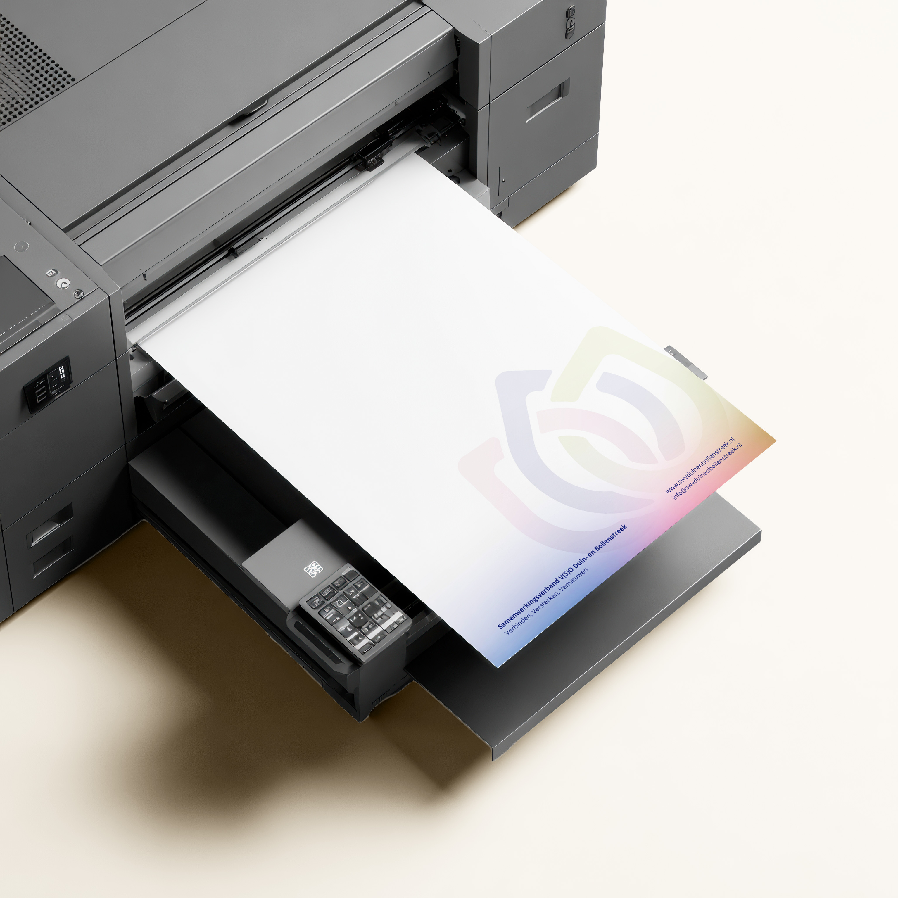 Voorbeeld van briefpapier in printer van het samenwerkingsverband Duin- en Bollenstreek