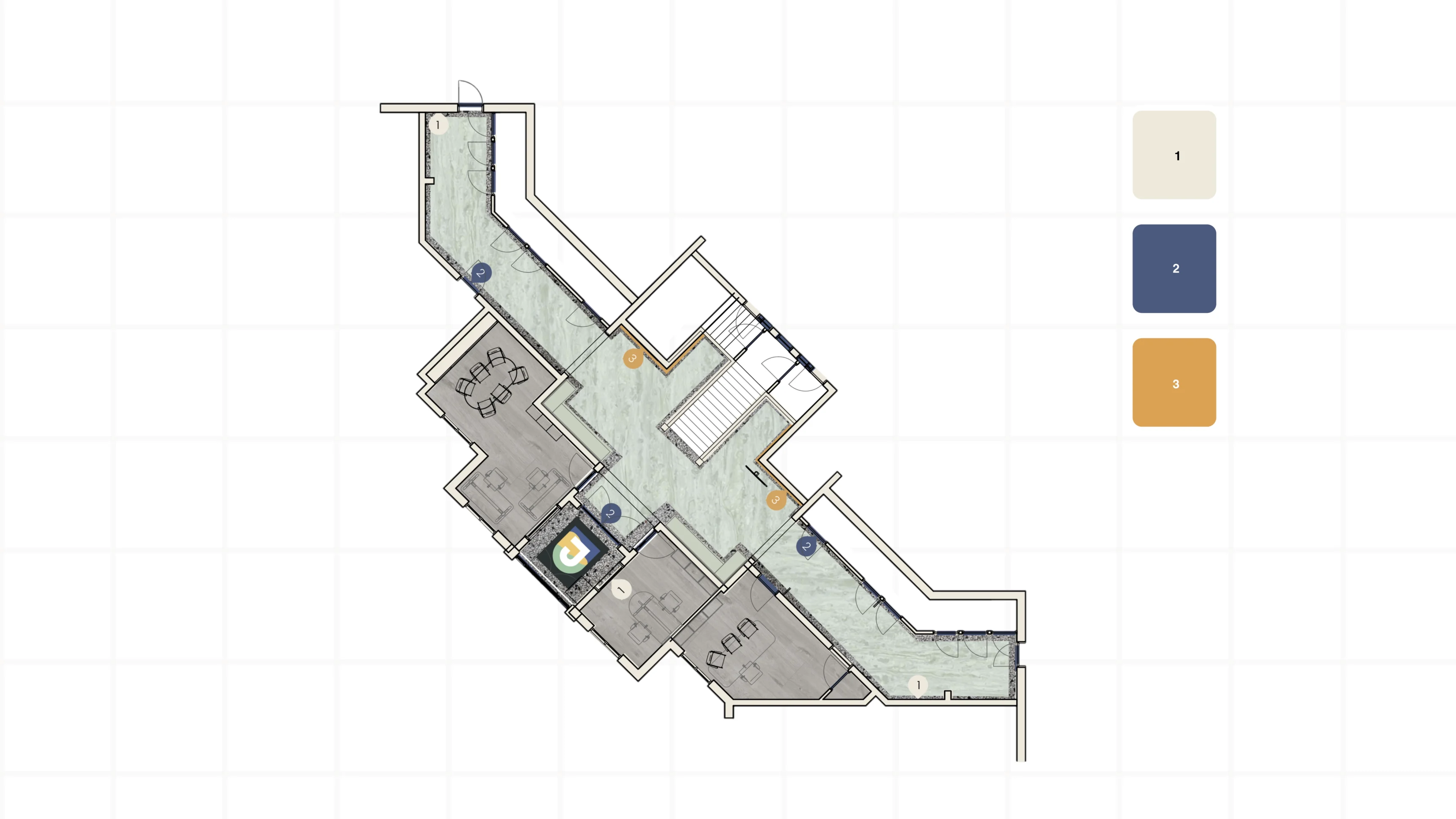 Plattegrond met kleurenplan